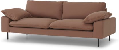 An Image of Fallyn 3 Seater Sofa, Nubuck Brown Leather