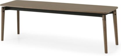 6145964a51a3729684344399e4682e7ef310d5caac51b6371eb26728d1a8a9ab.jpg An Image of Mellor Dining Bench, Dark Stained Oak & Textured Charcoal