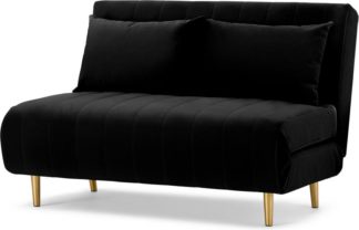 An Image of Bessie Small Sofa Bed, Deep Black Velvet