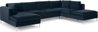 An Image of Monterosso Right Hand Facing Corner Sofa, Sapphire Blue Velvet