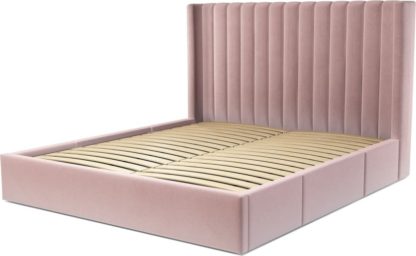 An Image of Custom MADE Cory Super King size Bed with Drawers, Heather Pink Velvet