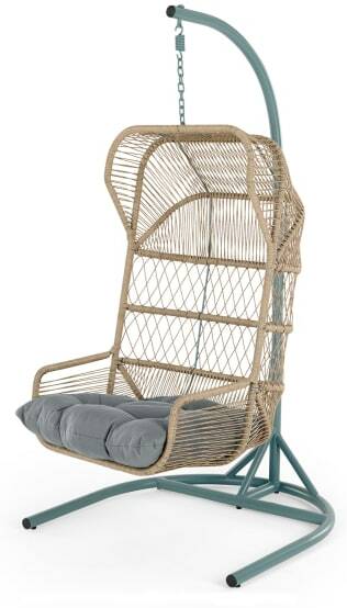 An Image of Lyra Garden Hanging Chair, Grey and Blue