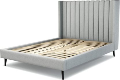 An Image of Custom MADE Cory King size Bed, Wolf Grey Wool with Black Stained Oak Legs