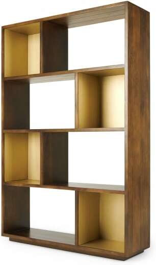 An Image of Anderson Wide Shelving Unit, Mango Wood & Brass