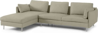 An Image of Vento 3 Seater Left Hand Facing Chaise End Sofa, Pale Putty Leather