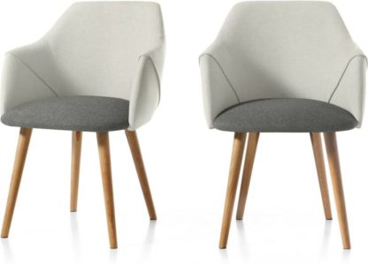 An Image of Set of 2 Lule Carver Dining Chairs, Marl and Hail Grey and Oak