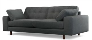 An Image of Content by Terence Conran Tobias, 3 Seater Sofa, Plush Shadow Grey Velvet, Dark Wood Leg
