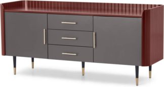 An Image of Lali Large Sideboard, Mid Grey & Mahogany Red