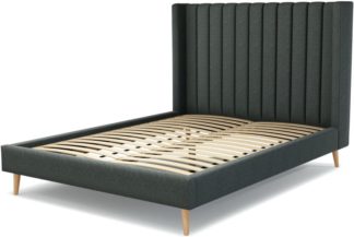 An Image of Custom MADE Cory King size Bed, Etna Grey Wool with Oak Legs