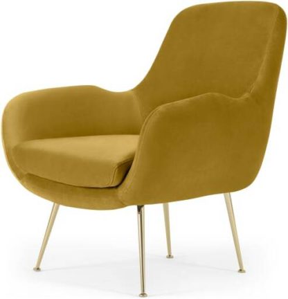 An Image of Moby Accent Armchair, Vintage Gold Velvet with Brass Leg