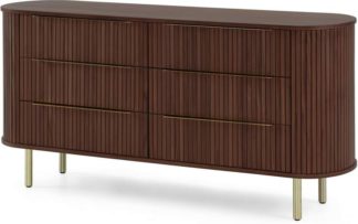 An Image of Tambo Wide Chest of Drawers, Walnut & Brass