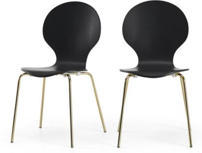 6f7f98964a0d6d0a574eb949aa698bffcd32ebab8af9f74bb4fb97c062985859.jpg An Image of Set of 2 Kitsch Dining Chairs, Black and Brass