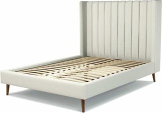 An Image of Custom MADE Cory Double size Bed, Putty Cotton with Walnut Stained Oak Legs
