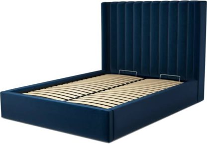 An Image of Custom MADE Cory Double size Bed with Ottoman, Regal Blue Velvet
