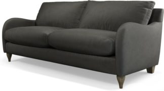 An Image of Custom MADE Sofia 3 Seater Sofa, Plush Asphalt Velvet with Light Wood Leg
