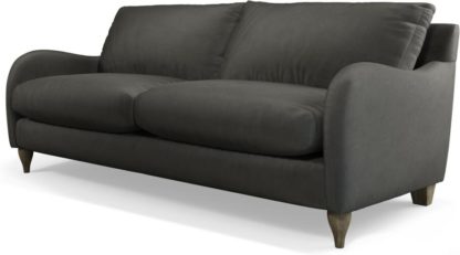71b6dc3e9d23a3aef616cae12a7a32b2ebe76643ab6753cd155107159c1bf737.jpg An Image of Custom MADE Sofia 3 Seater Sofa, Plush Asphalt Velvet with Light Wood Leg