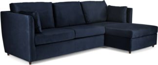 An Image of Milner Right Hand Facing Corner Storage Sofa Bed with Foam Mattress, Regal Blue Velvet