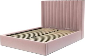 An Image of Custom MADE Cory King size Bed with Ottoman, Heather Pink Velvet