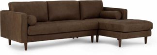 An Image of Scott 4 Seater Right Hand Facing Chaise End Corner Sofa, Charm Mocha Premium Leather