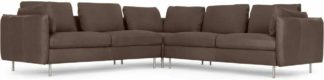 An Image of Vento 5 Seater Corner Sofa, Texas Charcoal Grey Leather