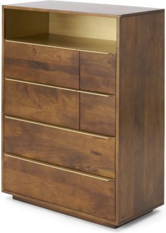 An Image of Anderson Tall Multi Chest of Drawers, Mango Wood & Brass