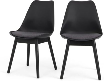 An Image of Set of 2 Thelma dining chairs, Black and grey fabric