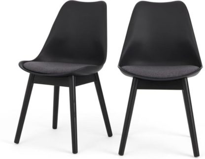 77a236aed8efc0bd492000112fc62ae682b9c26497f08dc771a30fc25a302eed.jpg An Image of Set of 2 Thelma dining chairs, Black and grey fabric