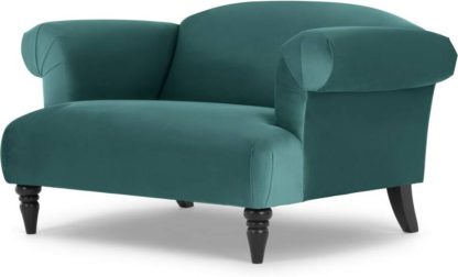 An Image of Claudia Loveseat, Peacock Blue Velvet