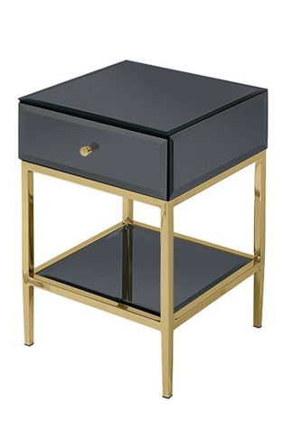 An Image of Stiletto Toughened Black Glass and Brass Side Table