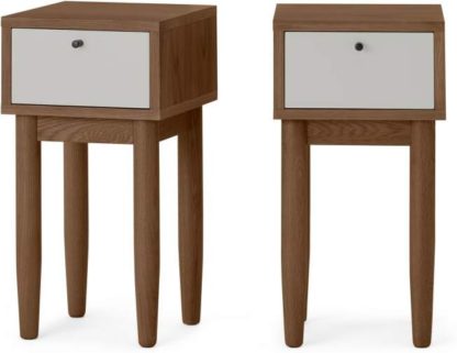 An Image of Campton Compact Set of 2 Bedside Tables, Dark Stain Oak & Grey