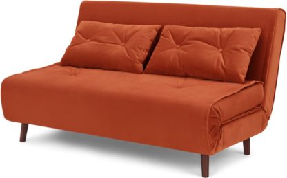 An Image of Haru Large Double Sofa Bed, Velvet Flame Orange