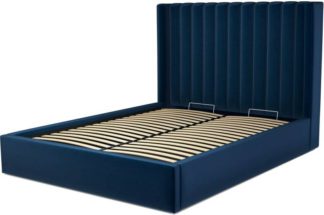 An Image of Custom MADE Cory King size Bed with Ottoman, Regal Blue Velvet