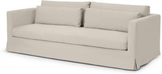 An Image of Arabelo 3 Seater Loose Cover Sofa, Natural Cotton & Linen Mix Fabric