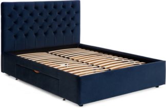 An Image of Skye King Size Bed with Storage Drawers, Royal Blue Velvet