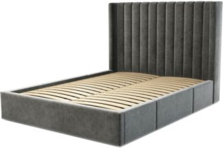 An Image of Custom MADE Cory King size Bed with Drawers, Steel Grey Velvet