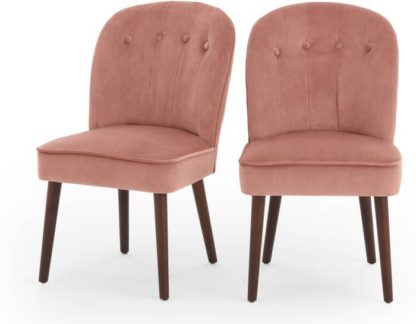 An Image of Set of 2 Margot Dining Chairs, Blush Pink Velvet