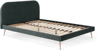 An Image of Eulia Super King Size Bed, Midnight Grey Velvet & Copper Legs