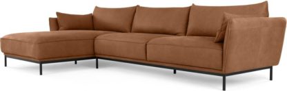 An Image of Odelle Left Hand Facing Chaise End Corner Sofa, Texas Tan Leather