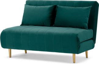 An Image of Bessie Small Sofa Bed, Seafoam Blue Velvet