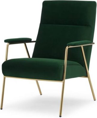 An Image of Merle Accent Armchair, Pine Green Velvet