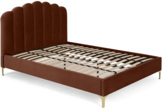 An Image of Delia King Size Bed, Warm Caramel Velvet