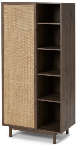 An Image of Pavia Double Wardrobe, Natural Rattan & Walnut Effect