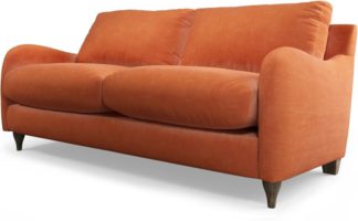 An Image of Custom MADE Sofia 2 Seater Sofa, Plush Coral Velvet with Light Wood Legs