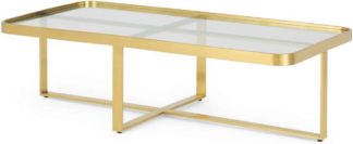 An Image of Aula Rectangular Coffee Table, Brushed Brass & Glass