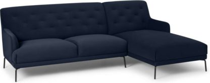 An Image of Attwood Right Hand Facing Chaise End Corner Sofa, Ink Blue Velvet
