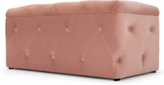 An Image of Hampton Rectangle Storage Pouffe, Blush Pink Velvet