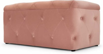 An Image of Hampton Rectangle Storage Pouffe, Blush Pink Velvet