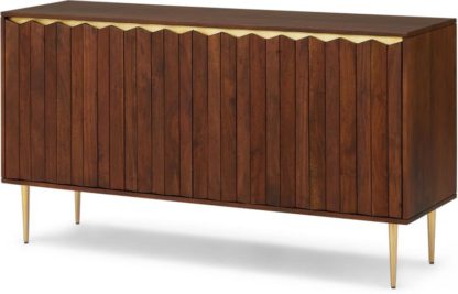 8981451ca55cdc56fb52d2c0469ccb3dada22a80b5a7939929eced58b2098426.jpg An Image of Talin Wide Sideboard, Walnut Stain Acacia Wood & Brass