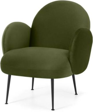 An Image of Bonnie Accent Armchair, Fir Green Velvet with Black Legs