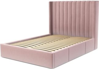 An Image of Custom MADE Cory Double size Bed with Drawers, Heather Pink Velvet